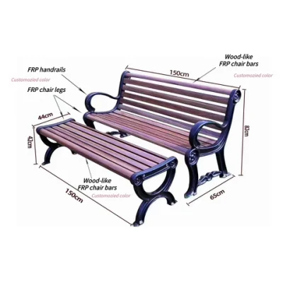 Chaise de parc (FRP) Chaises en fibre de verre Chaise d'extérieur résistante à la corrosion La couleur est facultative Chaise en plastique renforcé de fibre de verre Facile à assembler avec accoudoir