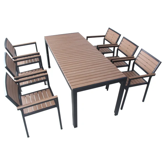 Chaises de table à manger en bois en plastique de restaurant d'hôtel de meubles de jardin extérieurs modernes