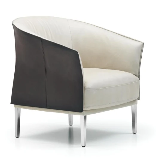 Zode mode française recouvert de cuir rembourré Chaise moderne fauteuil incurvé meubles d'hôtel aile arrière salon canapé chaise longue