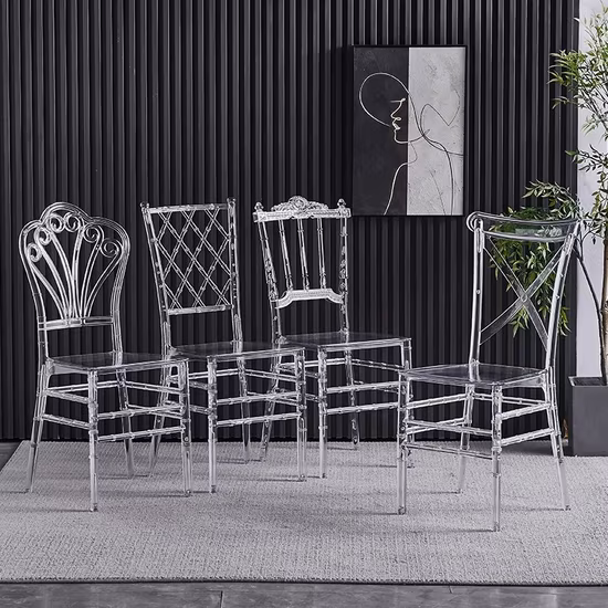 Prix ​​bon marché de gros chaise en résine location d'événement de mariage chaise en plastique hôtel chaise en acrylique clair